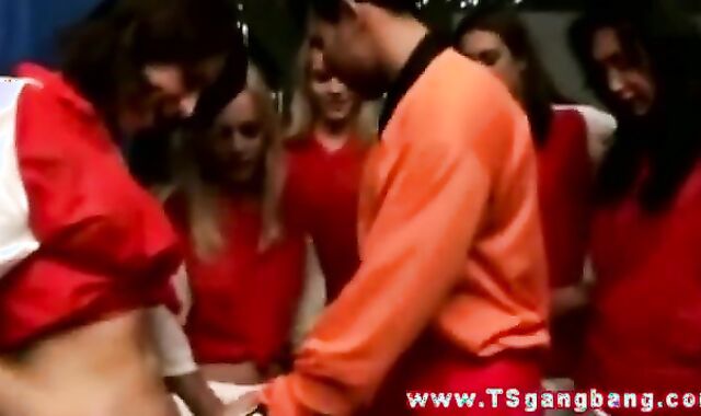 she-male soccer crew dril trainer after win