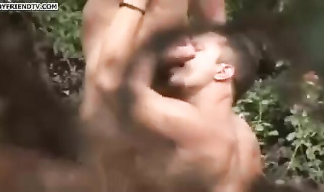 schlong-squashing Body Builders Have A Party outdoors