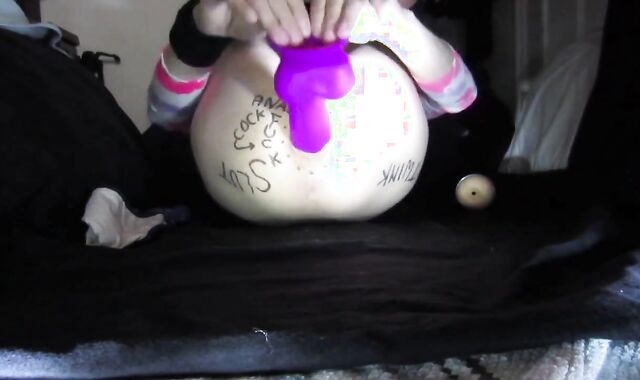 Twink Slut Fucks His Huge Purple Dildo