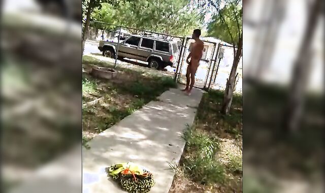 Twink's Outdoor Handjob Caught on Webcam