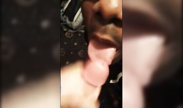 Black Twink Swallows White Cum in Interracial Blowjob