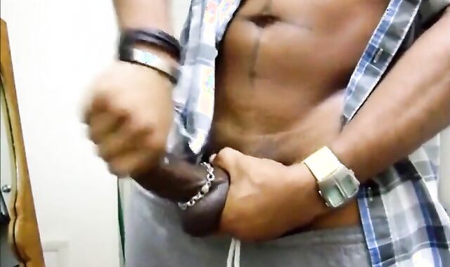 Black Daddy Jerks Off and Cums Hard