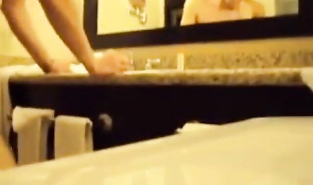 Interracial Couple's Bareback Bathroom Fuck 2