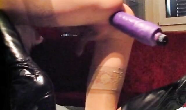 Crossdresser Takes on a Huge Dildo