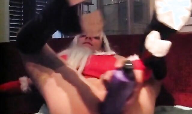 Crossdresser Takes on a Huge Dildo