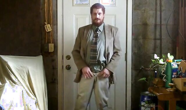 Big-Cock Israeli Daddy Strokes in Suit