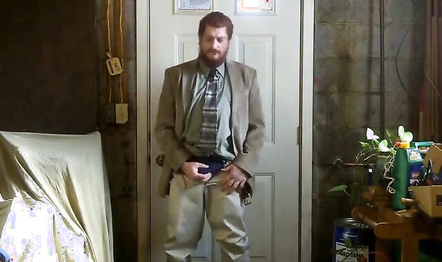 Big-Cock Israeli Daddy Strokes in Suit