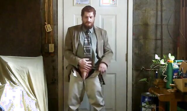 Big-Cock Israeli Daddy Strokes in Suit