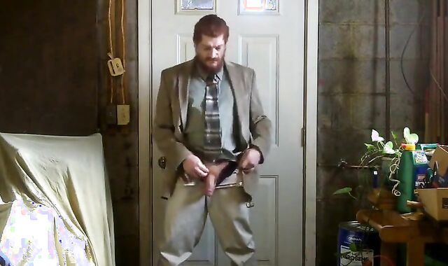 Big-Cock Israeli Daddy Strokes in Suit