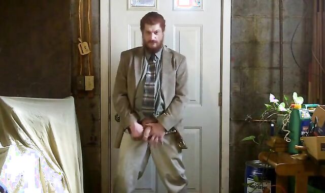 Big-Cock Israeli Daddy Strokes in Suit