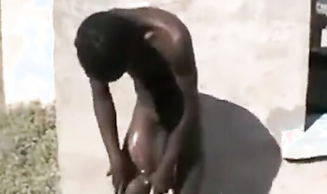 African Men Jerk Off Outdoors for Cash