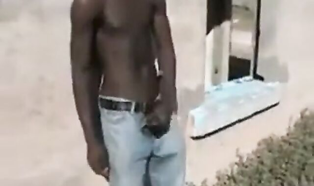 African Men Jerk Off Outdoors for Cash