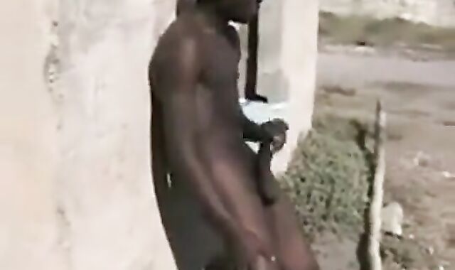 African Men Jerk Off Outdoors for Cash