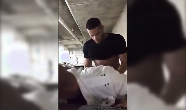 Interracial Bareback Anal on the Parking Deck