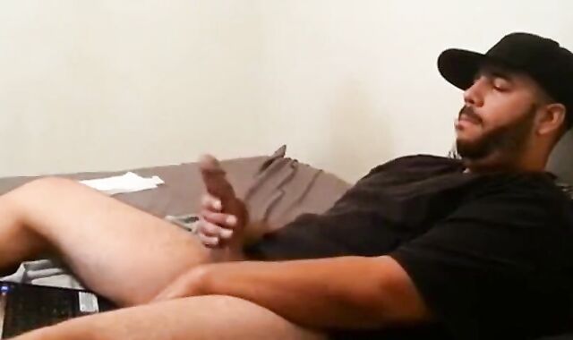Big-Cock Mexican Daddy Strokes to Porn