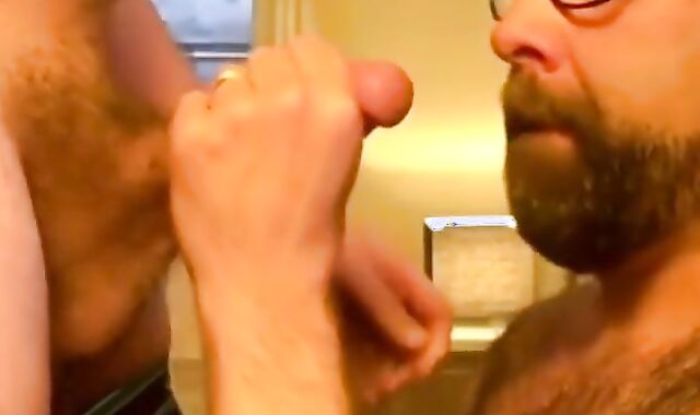 Bearded Guy Takes Two Facials from His Buddy