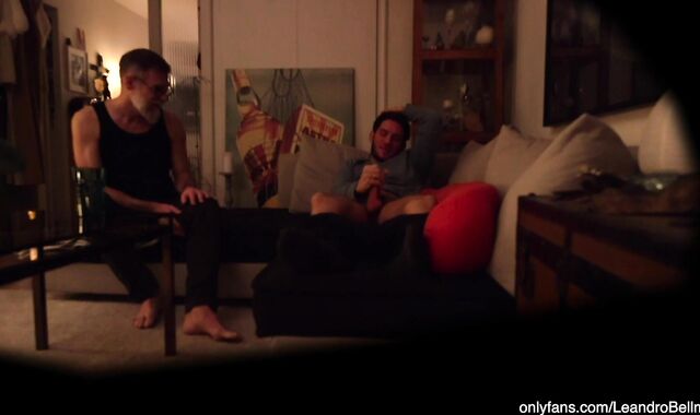 Grandpa walks in on grandson jerking off and watches him (gay)