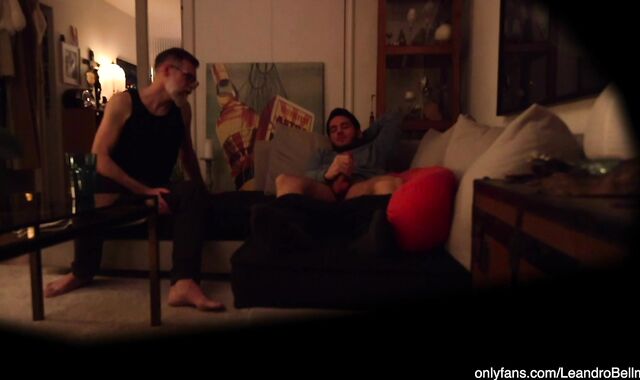 Grandpa walks in on grandson jerking off and watches him (gay)