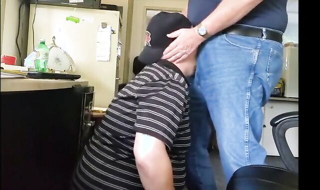 Fat Daddy Trucker Uses Chubby Boy's Mouth as a Dumping Ground