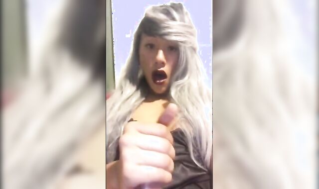 Asian Crossdresser Jerks Off
