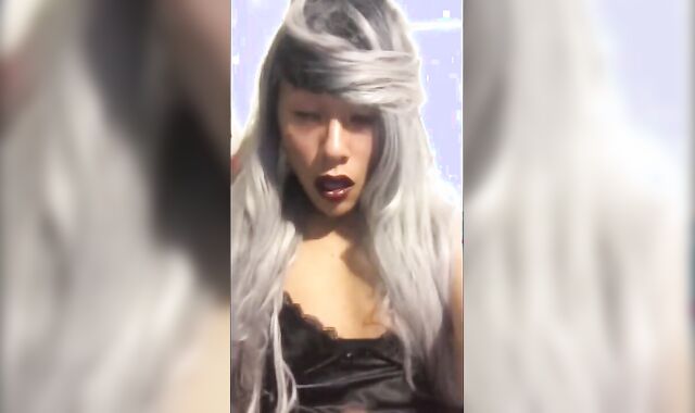 Asian Crossdresser Jerks Off