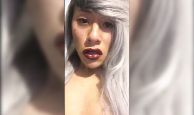 Asian Crossdresser Jerks Off