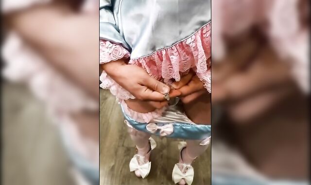 Asian Sissy's Small Cock Caged