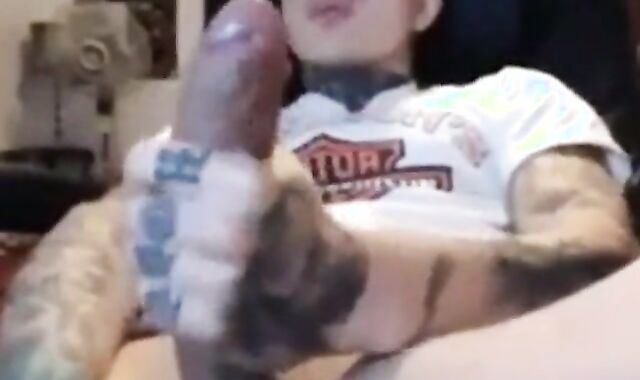 Latin Twink With Biggest Tattooed Cock Masturbates