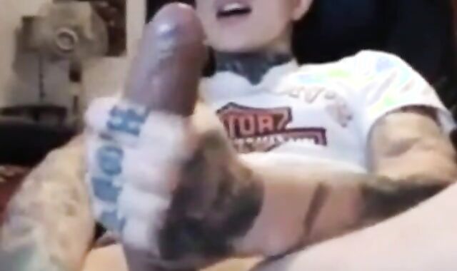 Latin Twink With Biggest Tattooed Cock Masturbates