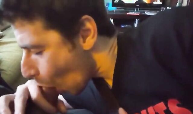 Big-Cock Blowjob and Handjob on the Couch