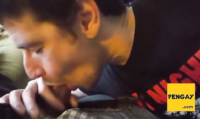 Big-Cock Blowjob and Handjob on the Couch