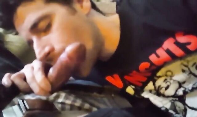 Big-Cock Blowjob and Handjob on the Couch