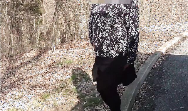 Outdoor Crossdresser Jane Plays with Sex Toy