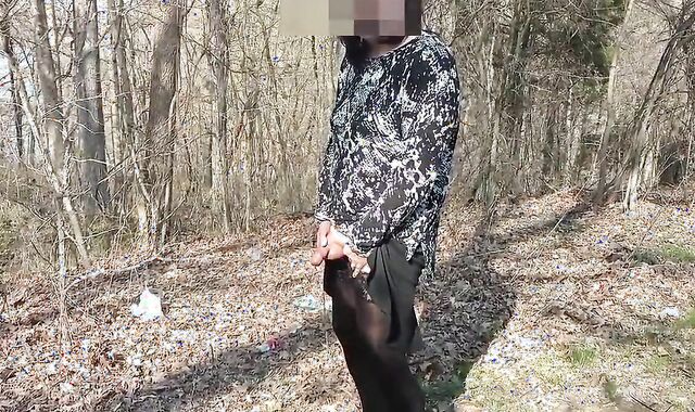 Outdoor Crossdresser Jane Plays with Sex Toy