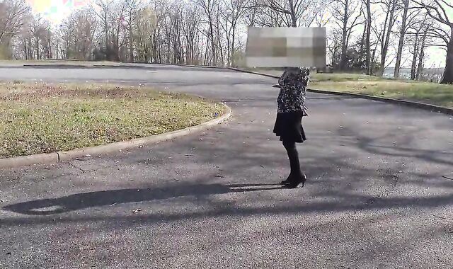 Outdoor Crossdresser Jane Plays with Sex Toy