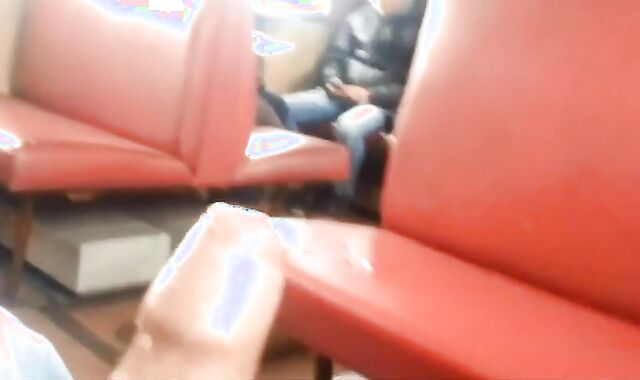 Twink Masturbates and Cums Hard on Train with Big Cock