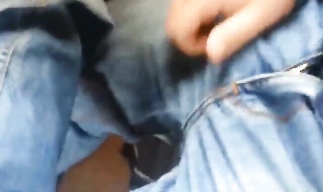 Twink Masturbates and Cums Hard on Train with Big Cock