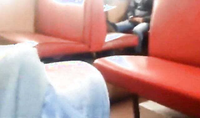 Twink Masturbates and Cums Hard on Train with Big Cock