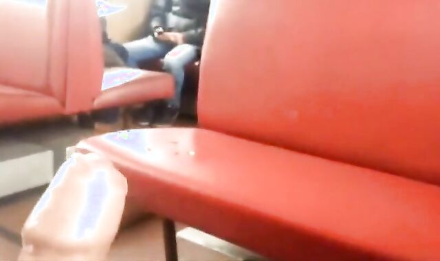 Twink Masturbates and Cums Hard on Train with Big Cock