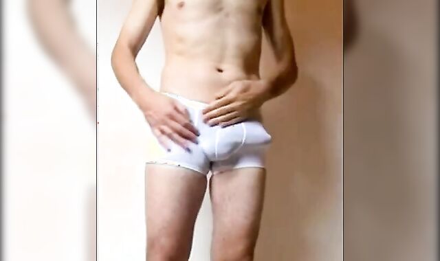 Big Cock Bulge in See-Through Lycra Underwear