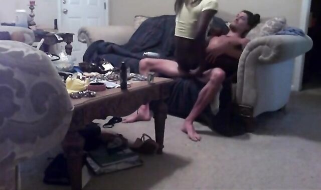 Black Tranny Barebacked by Tall White Guy