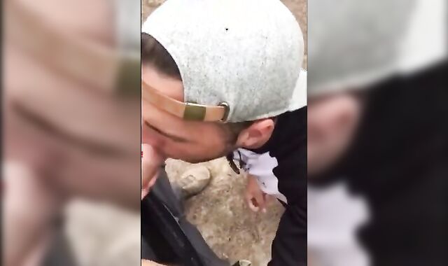 Fat Cock Sucking in the Woods by Horny Amateur