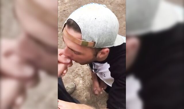 Fat Cock Sucking in the Woods by Horny Amateur