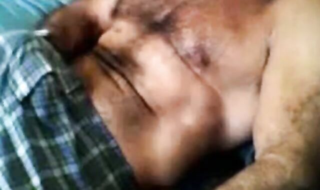 Bearded daddy strokes his cock solo