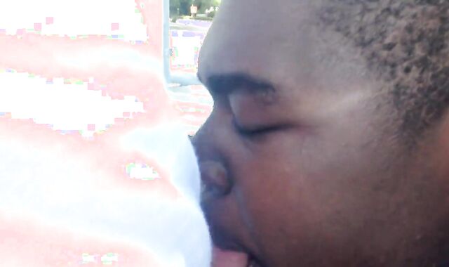 Chubby Gay Interracial Blowjob in Public