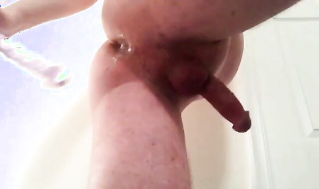 Twink Plays with Glass Dildo Until He Cums Hard