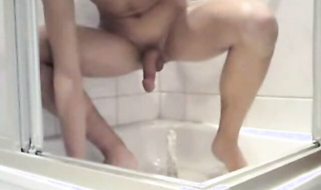 Twink Plays With Sex Toy In The Shower