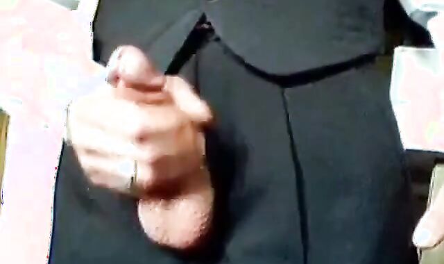 Amateur Daddy Stroking Hard in a Suit