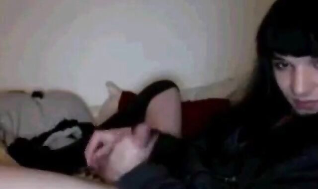 Self-Sucking Crossdresser Blasts Cum in Mouth