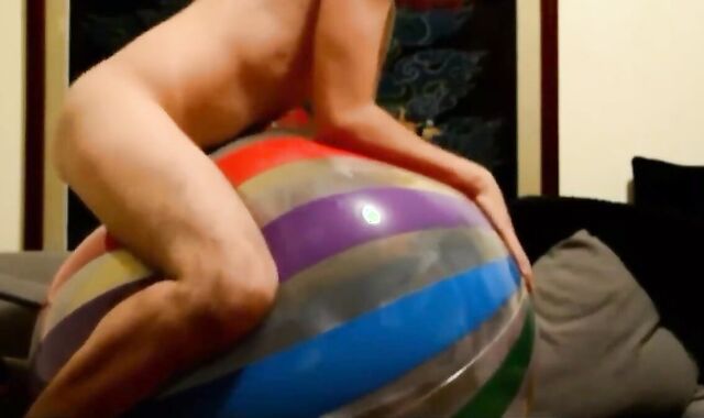 Twink Humping His Big Inflatable Ball